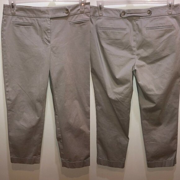 Ann Taylor LOFT Womens Size 8 Gray Flat Front Pockets Cropped Ankle Pants - Picture 1 of 10
